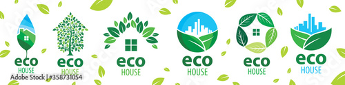 Vector set of icons for ecological houses