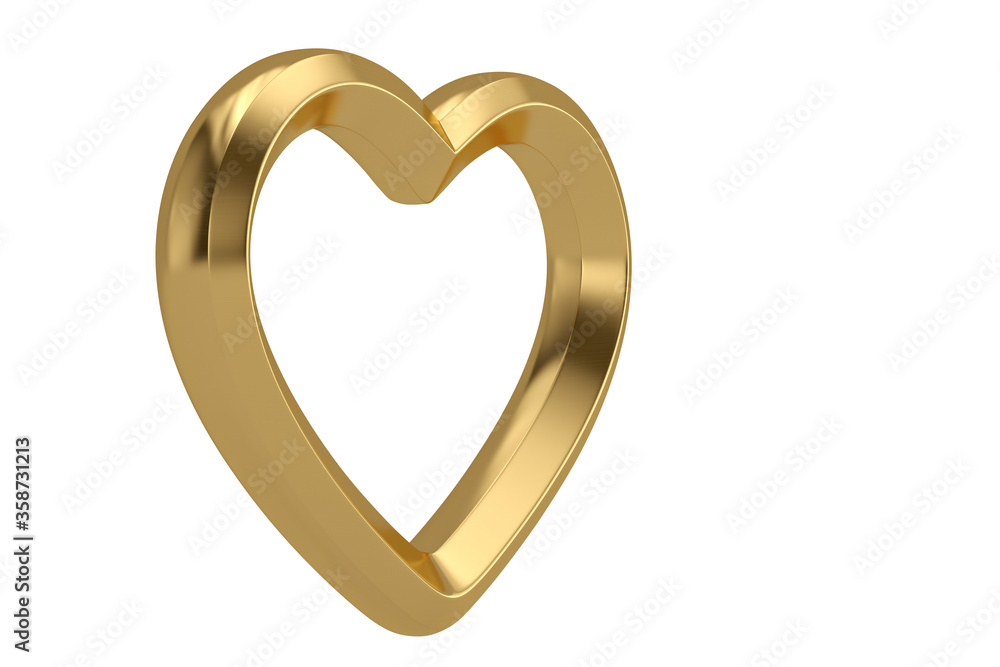 gold heart frame isolated on white background. 3D illustration. Stock ...