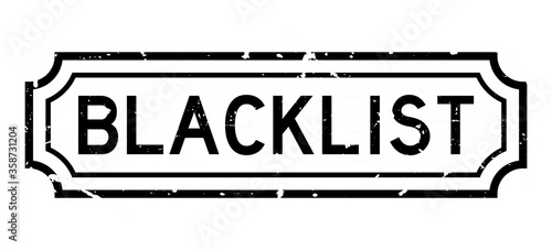 Grunge black blacklist word rubber seal stamp on white background