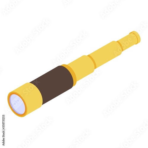 Pirate spyglass icon. Isometric of pirate spyglass vector icon for web design isolated on white background