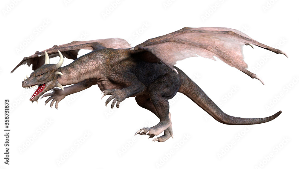 Fototapeta premium 3D Rendering Fairy Tale Dragon on White