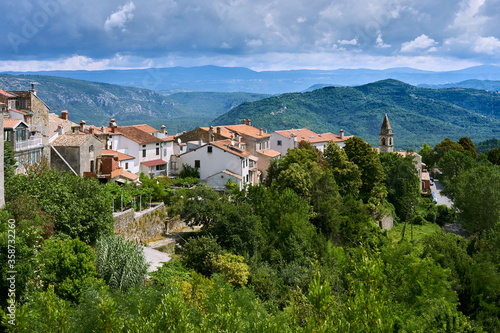 Fototapeta The historic hilltop town of Motovun, Croatia.