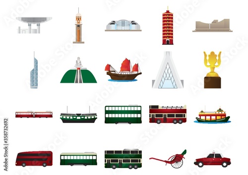 hong kong icons set