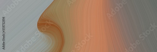 abstract modern header with pastel brown, dark gray and peru colors. fluid curved lines with dynamic flowing waves and curves for poster or canvas