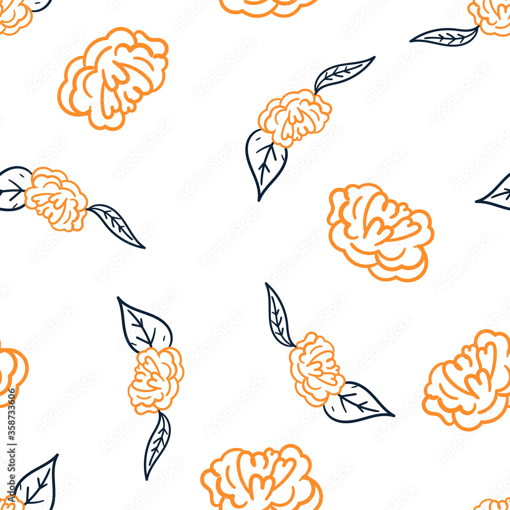 seamless floral pattern with hand drawn camellia flowers. creative floral designs for fabric, wrapping, wallpaper, textile, apparel. vector illustration seamless floral pattern with hand drawn camellia flowers. creative floral designs for fabric, wrapping, wallpaper, textile, apparel. vector illustration