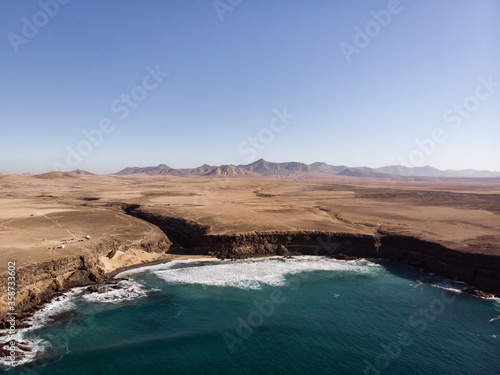 Esquinzo beach aerial drone shot, Fuerteventura