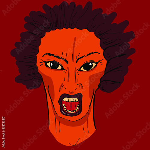 The face of a man who screams and gets angry. Human emotions, anger and irritation, rage.