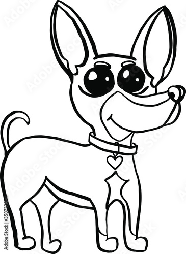 A sketch of a small dog with big ears. Funny little dog. © Ольга Мороз