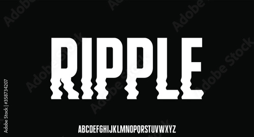 ripple, modern typeface with glitched or distortion effect