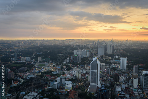 Photography Kuala Lumpur, Federal Territory / Malaysia - February 25, 2017: Kuala Lumpur aerial view during sunset
