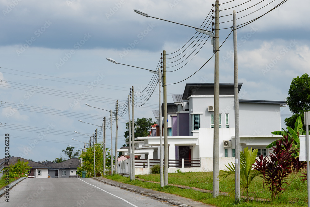 Kuching, Sarawak / Malaysia June 21, 2016 Street lighting in