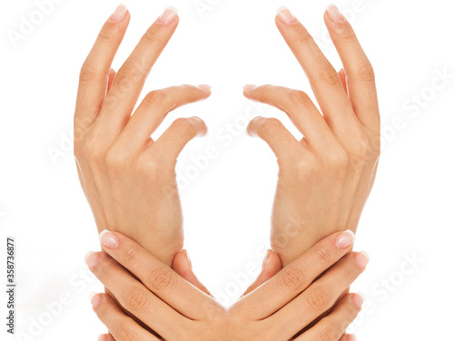 female hands isolated on white