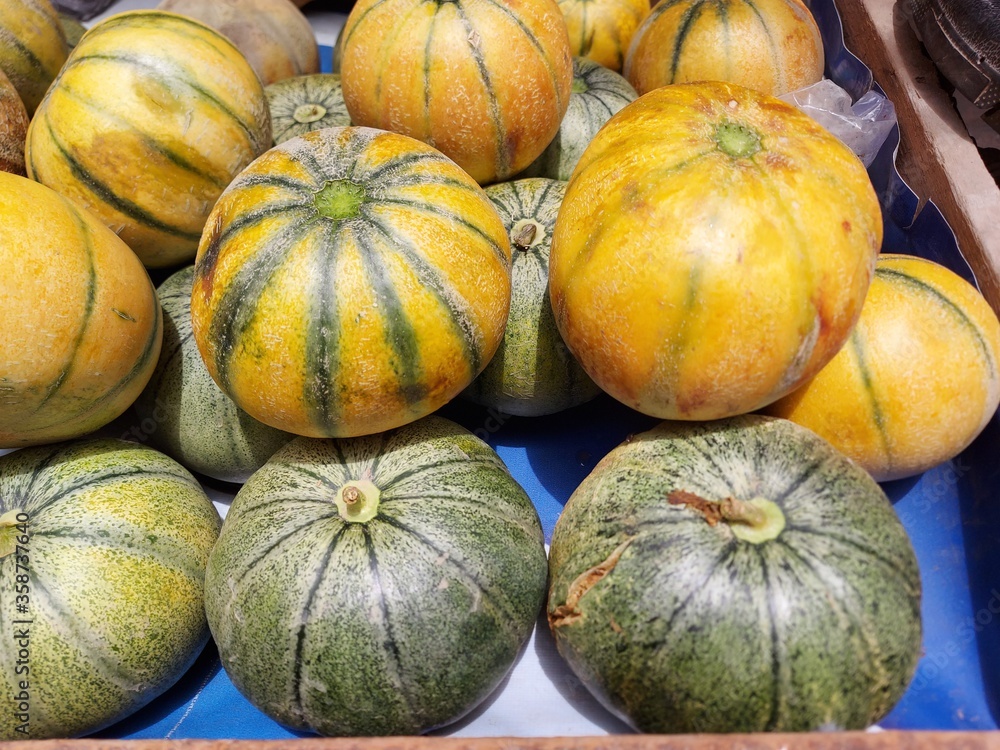 pumpkins on a market