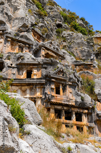 Obraz na płótnie It's Ancient rock cut tombs of the Lycian necropolis, Myra, Turkey w salonie