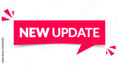 Vector Illustration Red Banner With New Update Text. Modern Web Label With 3D Effect And Shadow