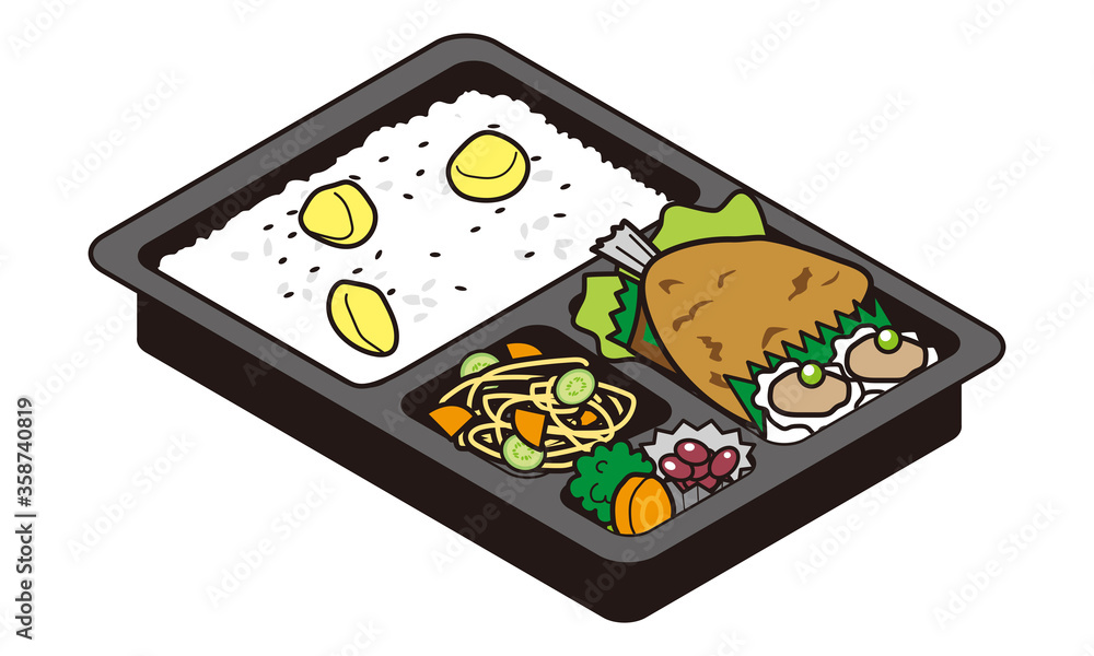 市販のアジフライと栗ご飯弁当 市販のアジフライと栗ご飯弁当