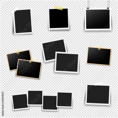 Photo Frame Big Set With Transparent Background With Gradient Mesh, Vector Illustration.