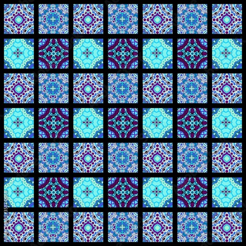 Abstract ornamental decorative pattern of squares. Mosaic art ornamental texture.