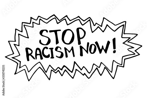 Stop racism - vector lettering doodle handwritten on theme of antiracism, protesting against racial inequality and revolutionary design. For flyers, stickers, posters