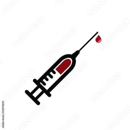 Injections and medicines Vaccine and syringe Vector icon illustration © murat