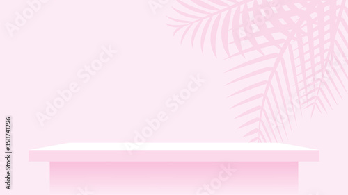 wood plank shelf on wall pink pastel soft color, modern shelf for display show on space wall room, cute and chic counter desk panel for decoration, empty table top panel pink, background copy space