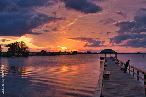 Spectacular sunset on the Indian River over the Melbourne causeway in Indialantic Florida 12-17-2007
 photo