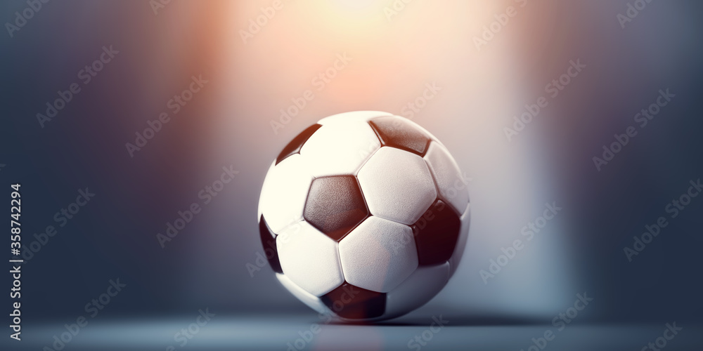 Naklejka premium Soccer, football ball in spotlight Banner