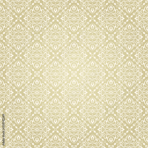 Vintage seamless damask pattern. Tile. Hand drawn background. Wallpaper in Turkish style. Islam, Arabic, Indian, Ottoman motif. Template greeting card, invitation, advertising banner, brochure.