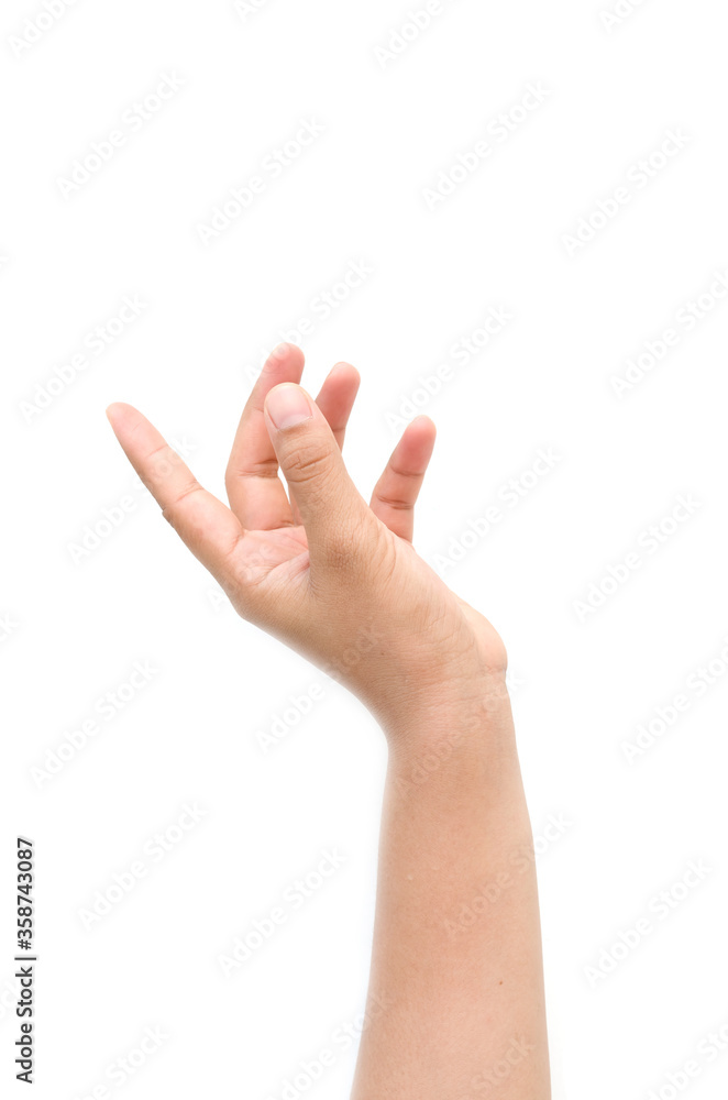 a hand holding something like a bottle or smartphone on white backgrounds, isolated a hand holding something like a bottle or smartphone on white backgrounds, isolated