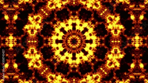 Flame-coloured kaleidoscope background with dynamic loop animation photo
