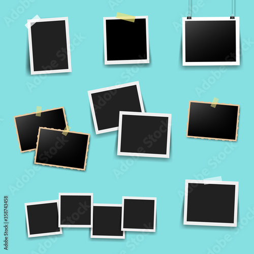 Photo Frame Big Set With Mint Background With Gradient Mesh  Vector Illustration