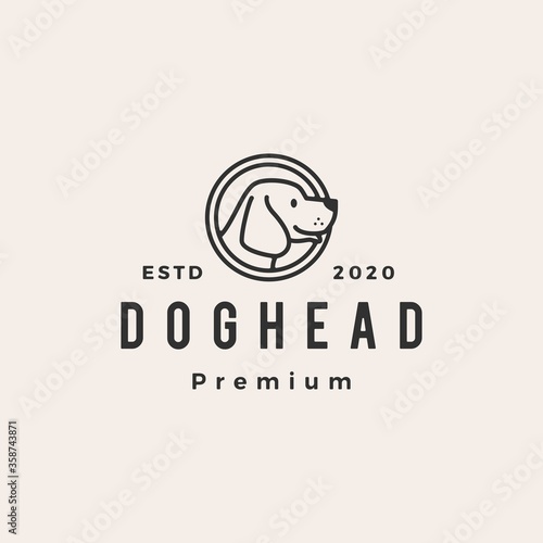 dog head hipster vintage logo vector icon illustration
