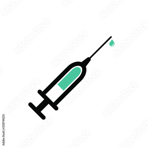 Injections and medicines Vaccine and syringe Vector icon illustration