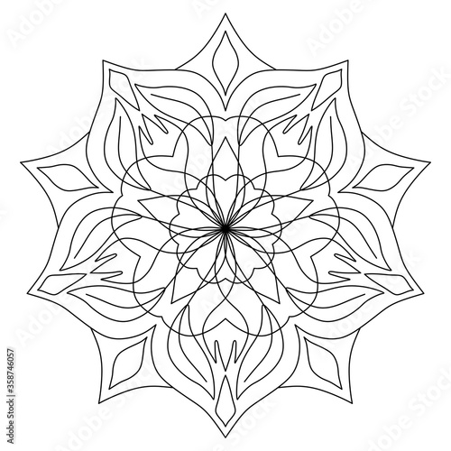 COLORING BOOK FOR ADULTS IN THE FORM OF A ROUND MANDALA