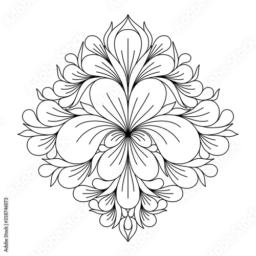 COLORING IN THE FORM OF A SYMMETRICAL VINTAGE MANDALA