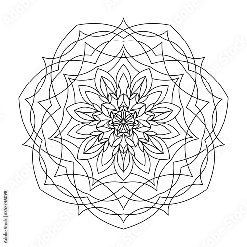 COLORING BOOK FOR ADULTS IN THE FORM OF A ROUND MANDALA