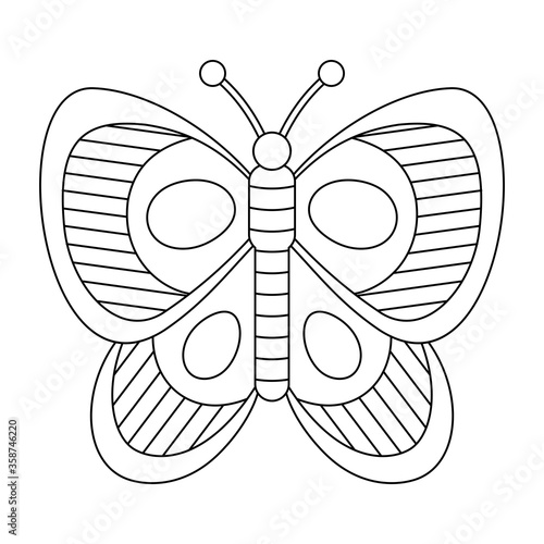 COLORING OF AN ISOLATED BUTTERFLY ON A WHITE BACKGROUND