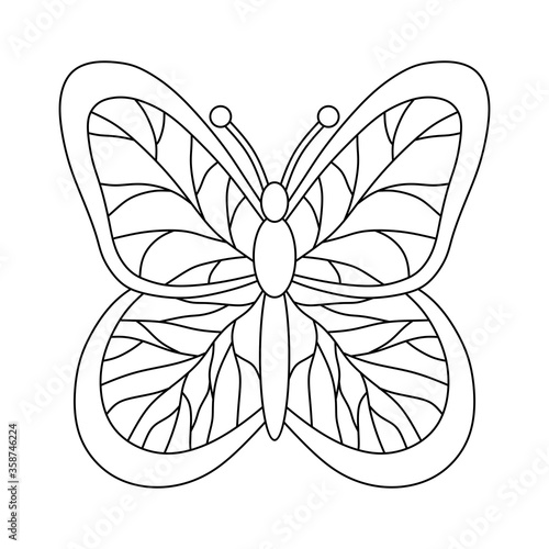 COLORING OF AN ISOLATED BUTTERFLY ON A WHITE BACKGROUND