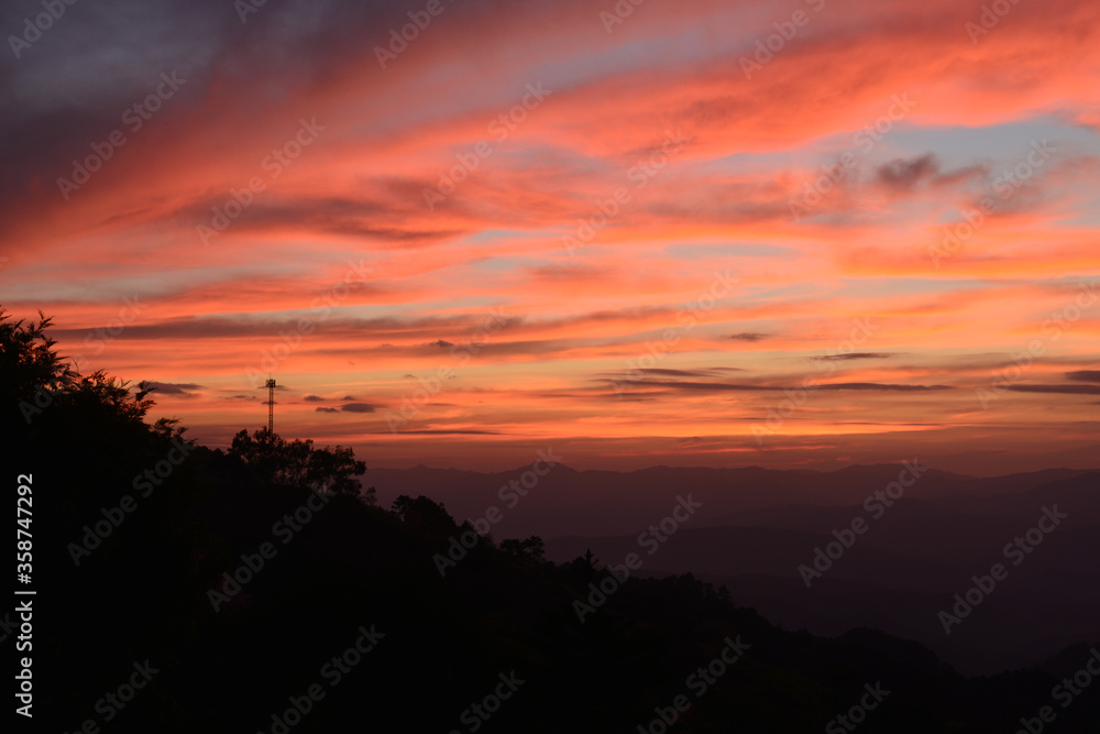 Amazing twilight over the mountain at Doi Inthanond national park. Chiang Mai, Thailand. Amazing twilight over the mountain at Doi Inthanond national park. Chiang Mai, Thailand.