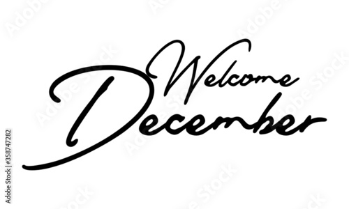Welcome December Typography Black Color Text On White Background