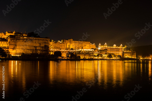 The City palace in Udaipur during Diwali