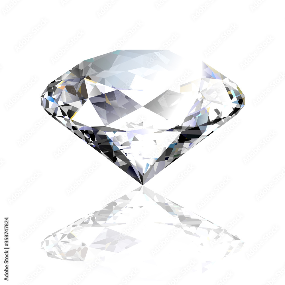 Vector realistic diamond on white background. EPS8 for vector. No transparencies. Vector realistic diamond on white background. EPS8 for vector. No transparencies.