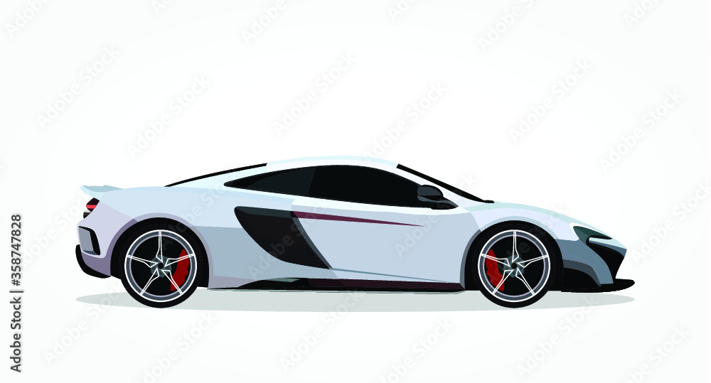 © Clumsy Art - detailed body and rims of a flat colored car cartoon vector illustration