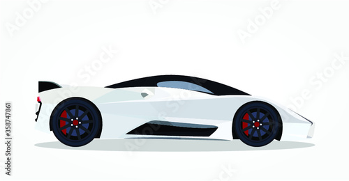 detailed body and rims of a flat colored car cartoon vector illustration