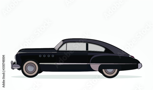 detailed body and rims of a flat colored car cartoon vector illustration