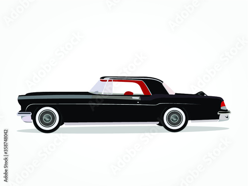 detailed body and rims of a flat colored car cartoon vector illustration