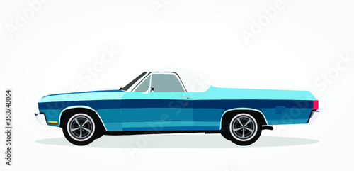 detailed body and rims of a flat colored car cartoon vector illustration