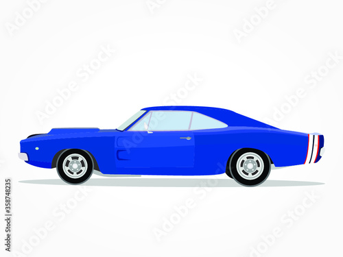 detailed body and rims of a flat colored car cartoon vector illustration