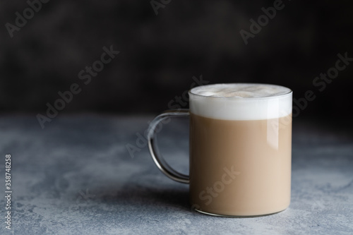 A cup of cafe latte, cafe au lait or chai latte