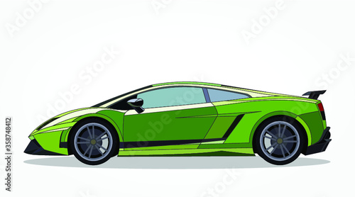 detailed body and rims of a flat colored car cartoon vector illustration